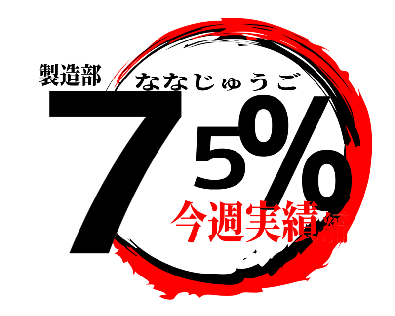 製造部 75% ななじゅうご 今週実績編